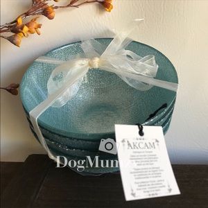 Akcam Turkish Glass Spring Glitter Blue Bowls Set